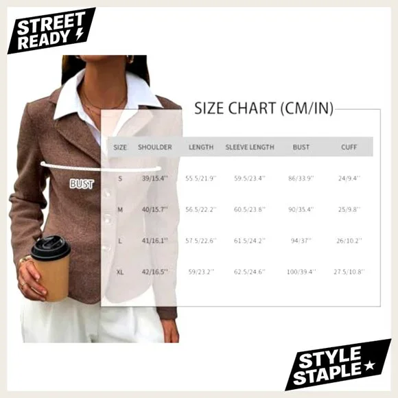 Cropped Tweed Blazer Slim Fit Work Casual Polyester Blend Lined - Picture 7 of 7